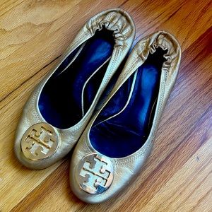 Tory Burch Gold Reva Flat